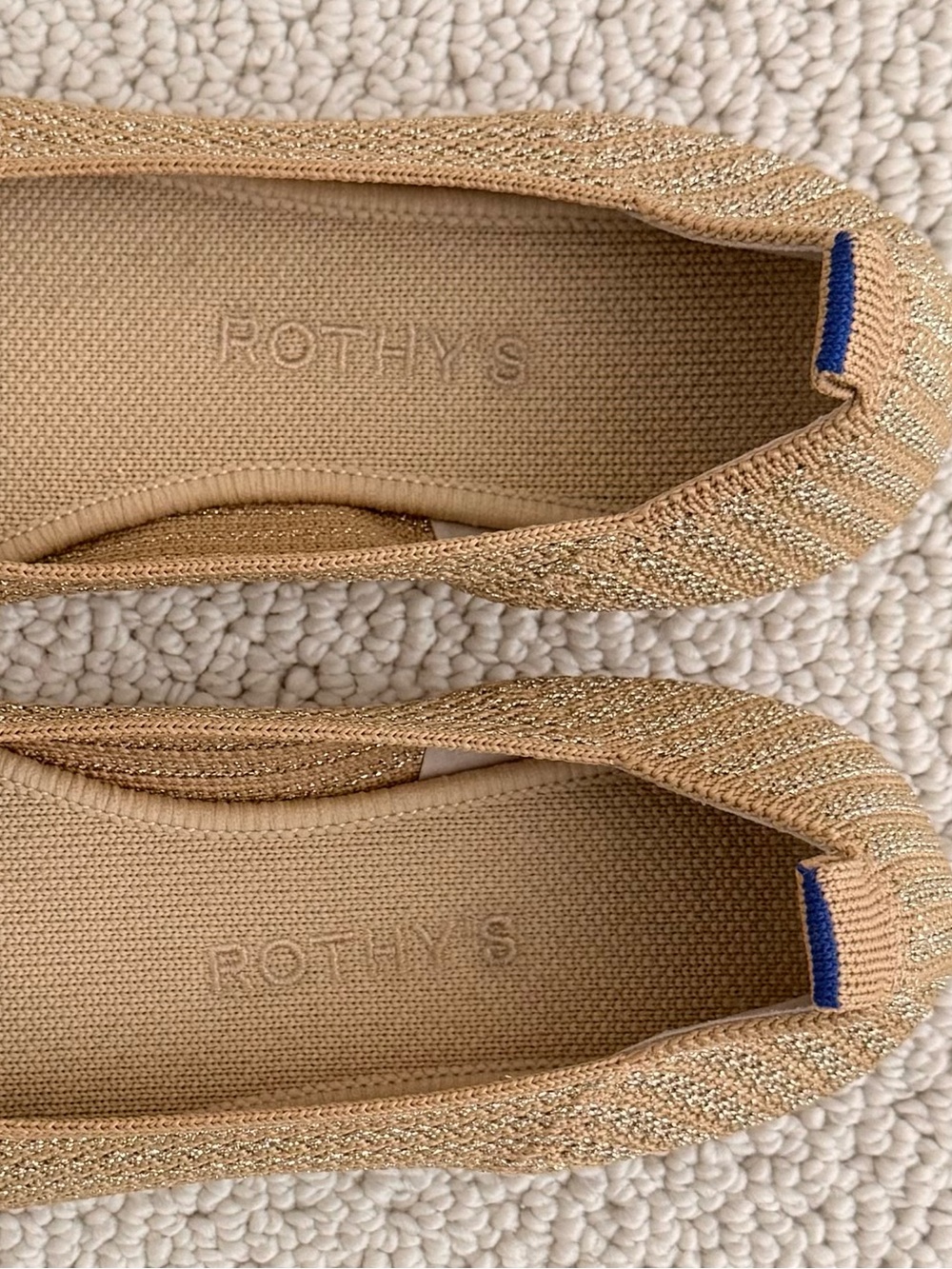 Rothy’s Tan & Metallic Gold Ballet Flats - Picture 6 of 14